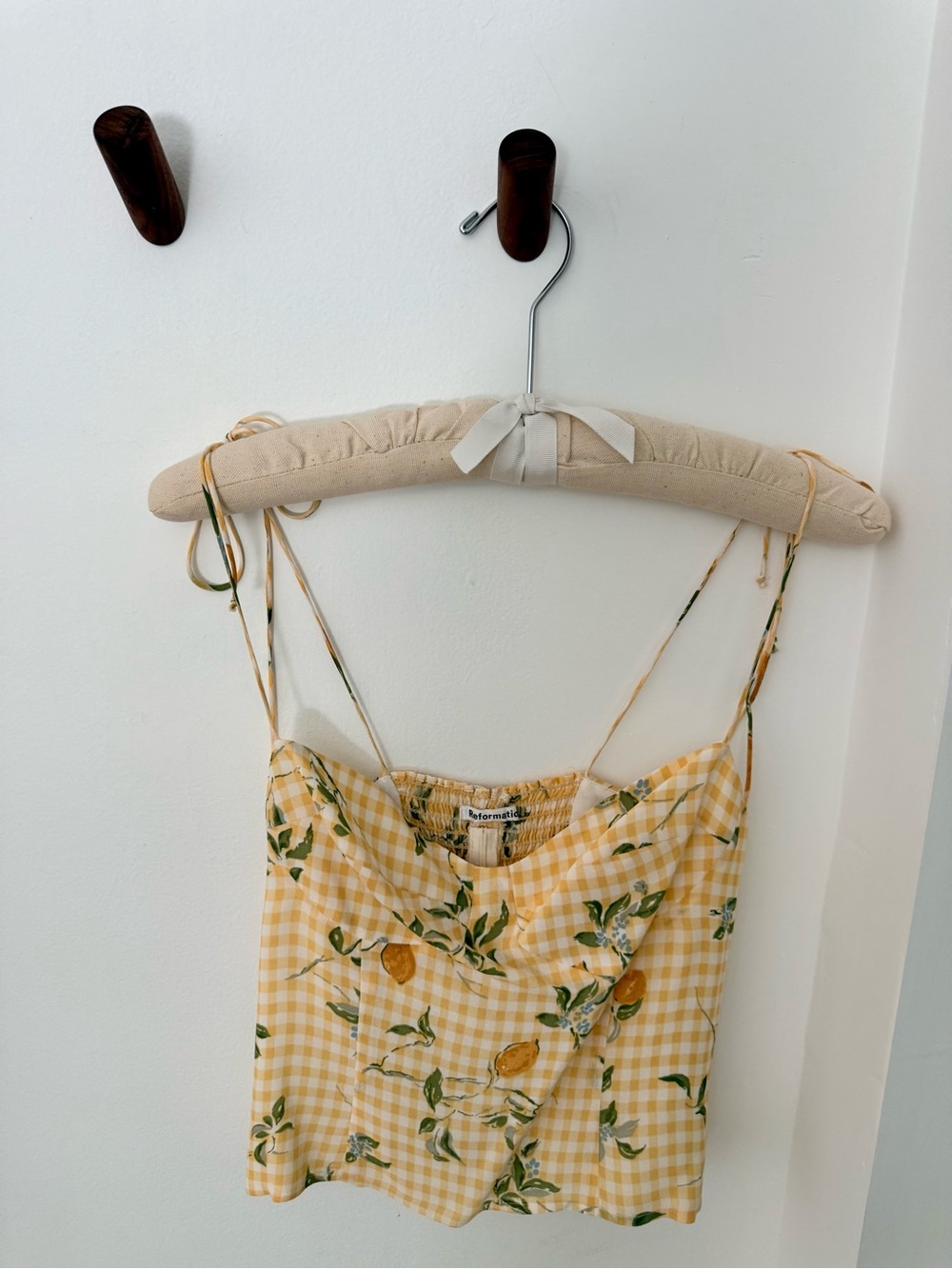 Reformation Yellow Gingham Lemon Print Cami
